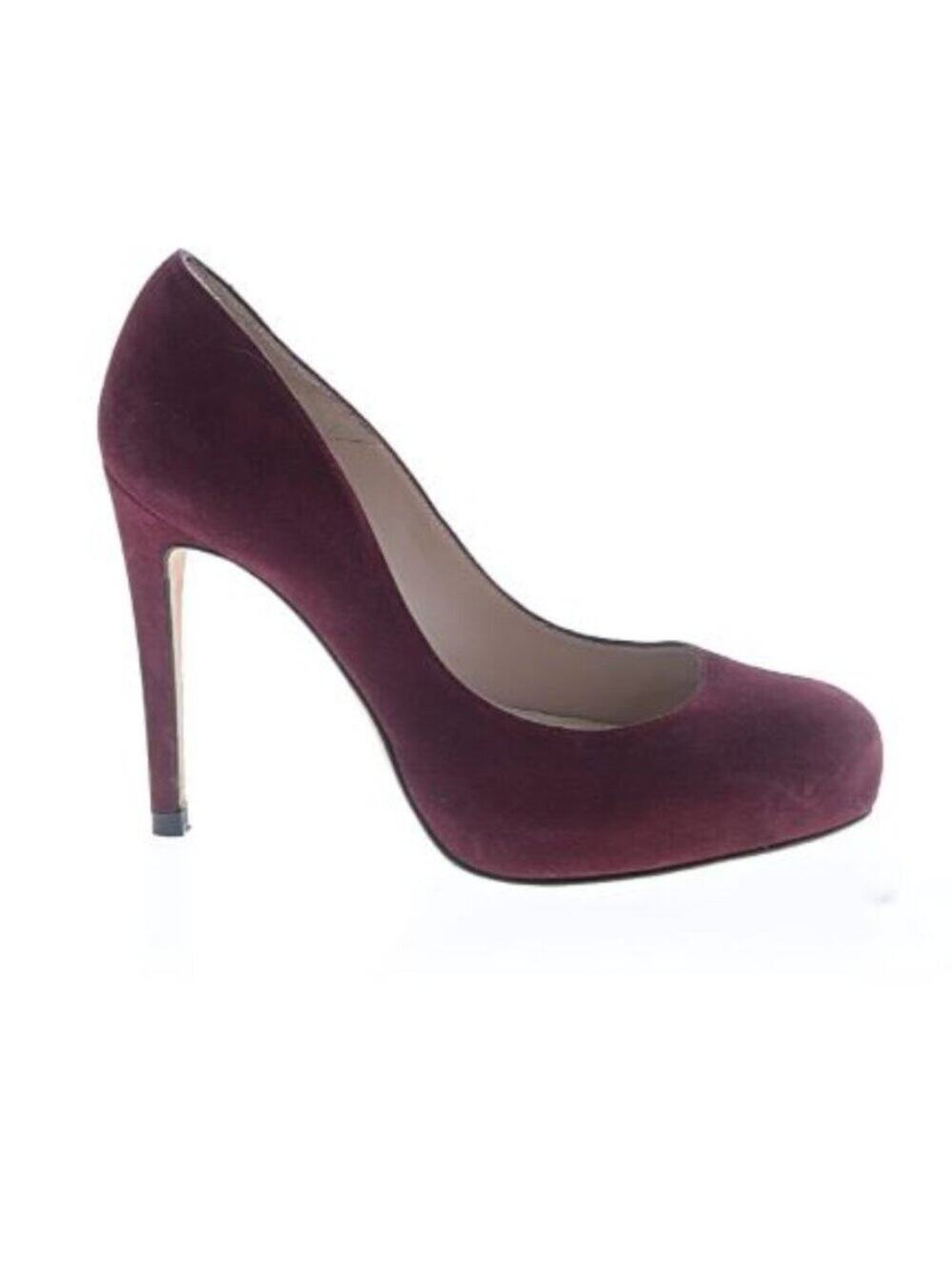 LK Bennett Suede Pumps Heels EU 38 US 7.5 Burgundy Round Toe Y2K Going Out Work